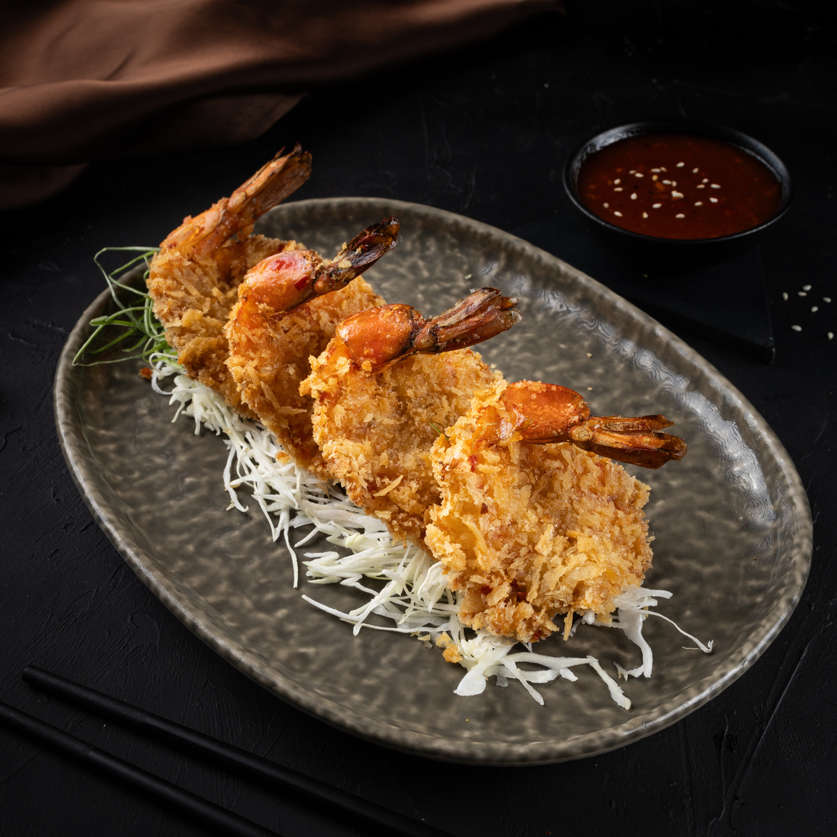 Butterfly Prawns,Spicy Wonton Sauce