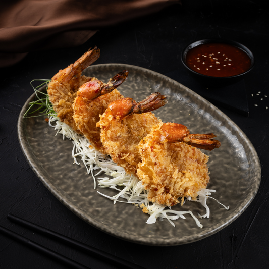 Butterfly Prawns,Spicy Wonton Sauce